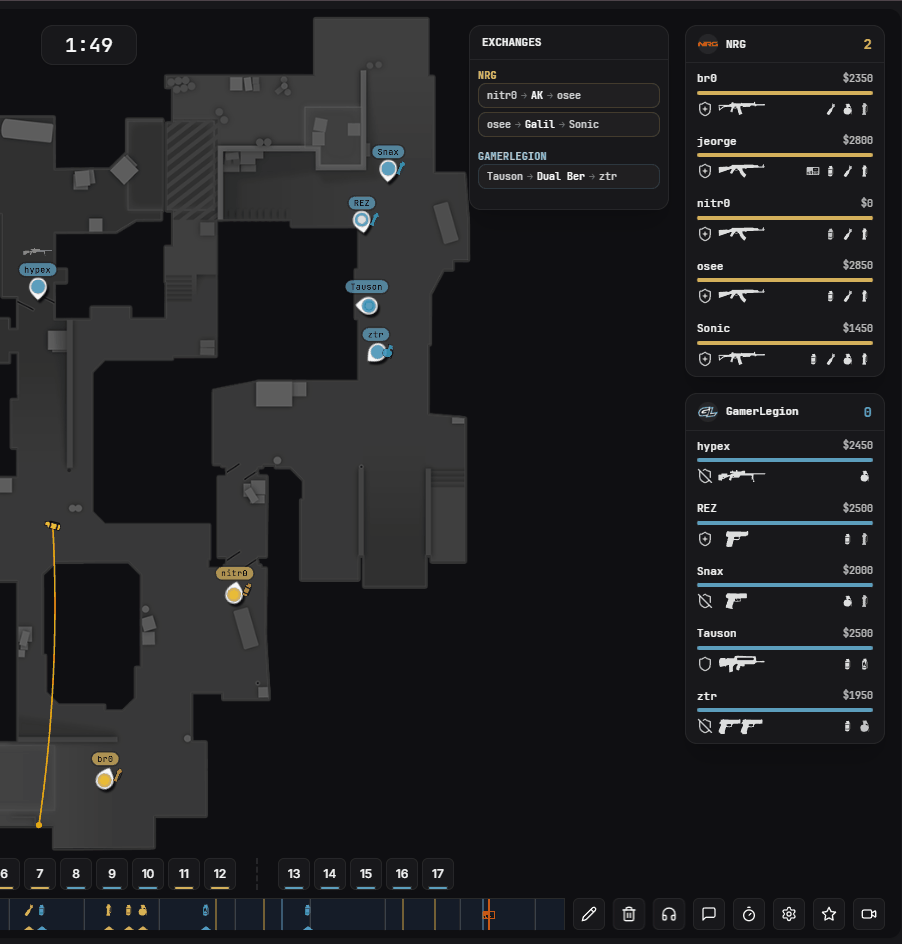 Copie des positions des grenades et des joueurs