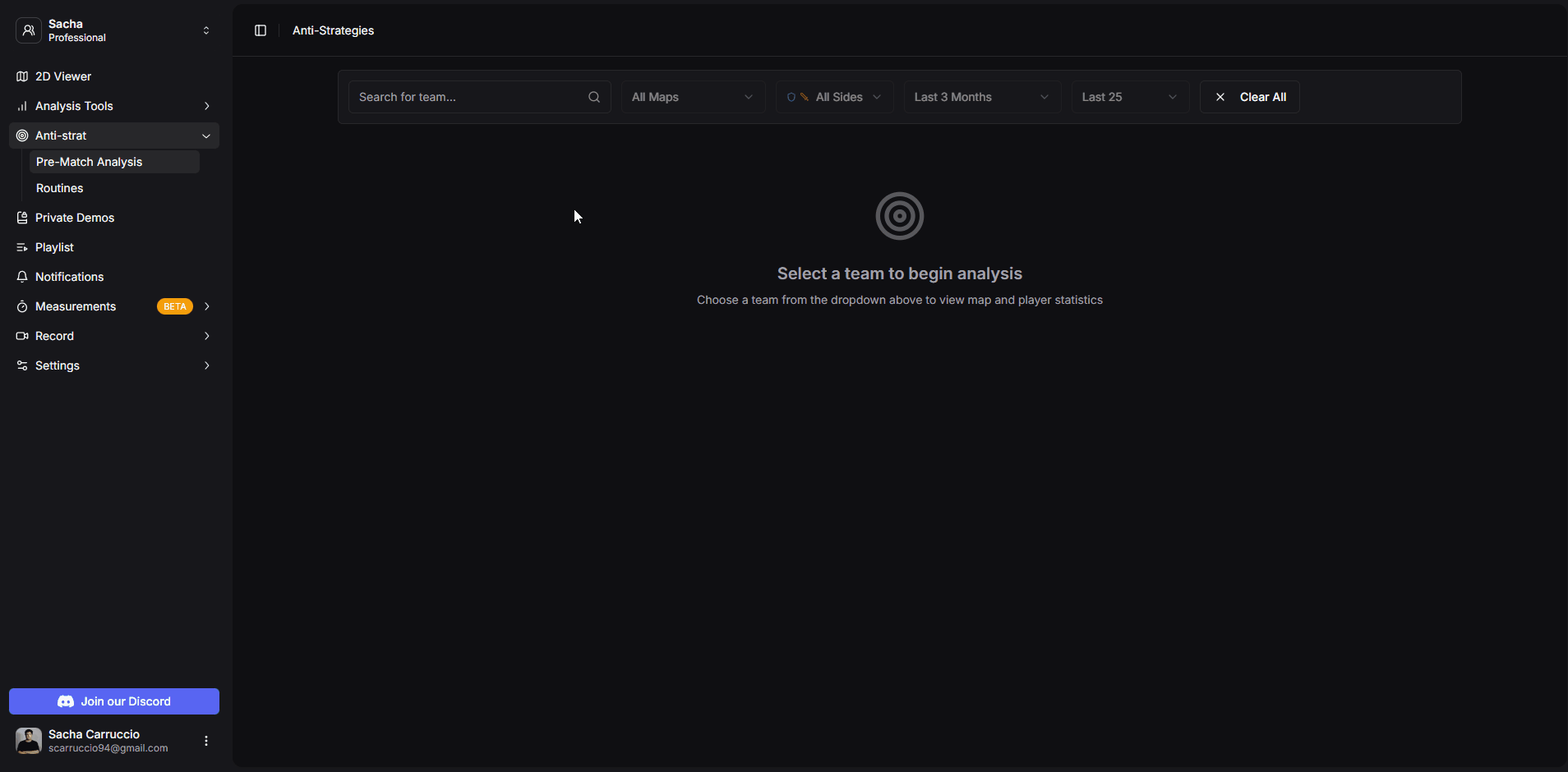 Filtres du module d'analyse pré-match