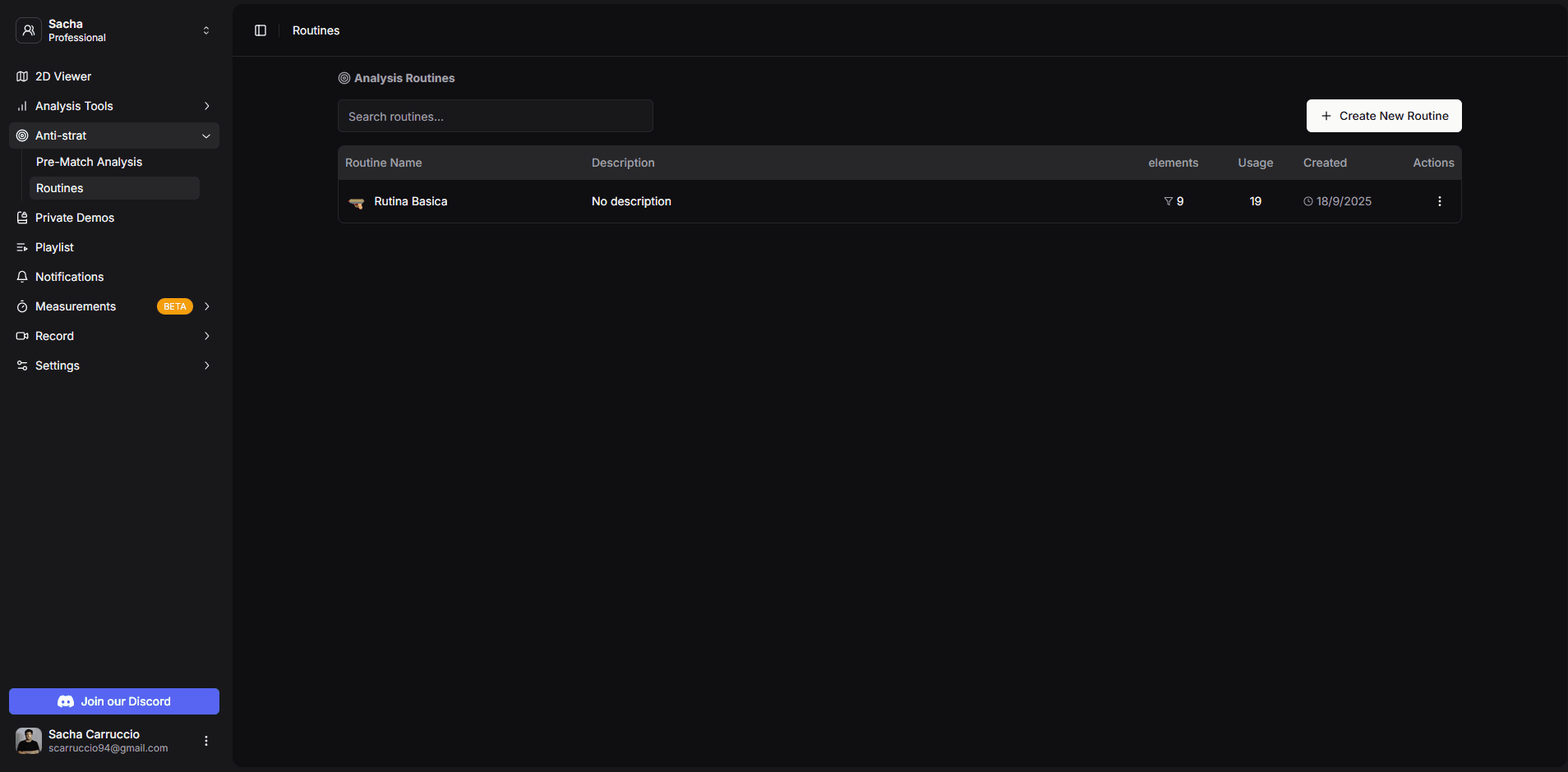 Création d'une nouvelle routine avec des éléments