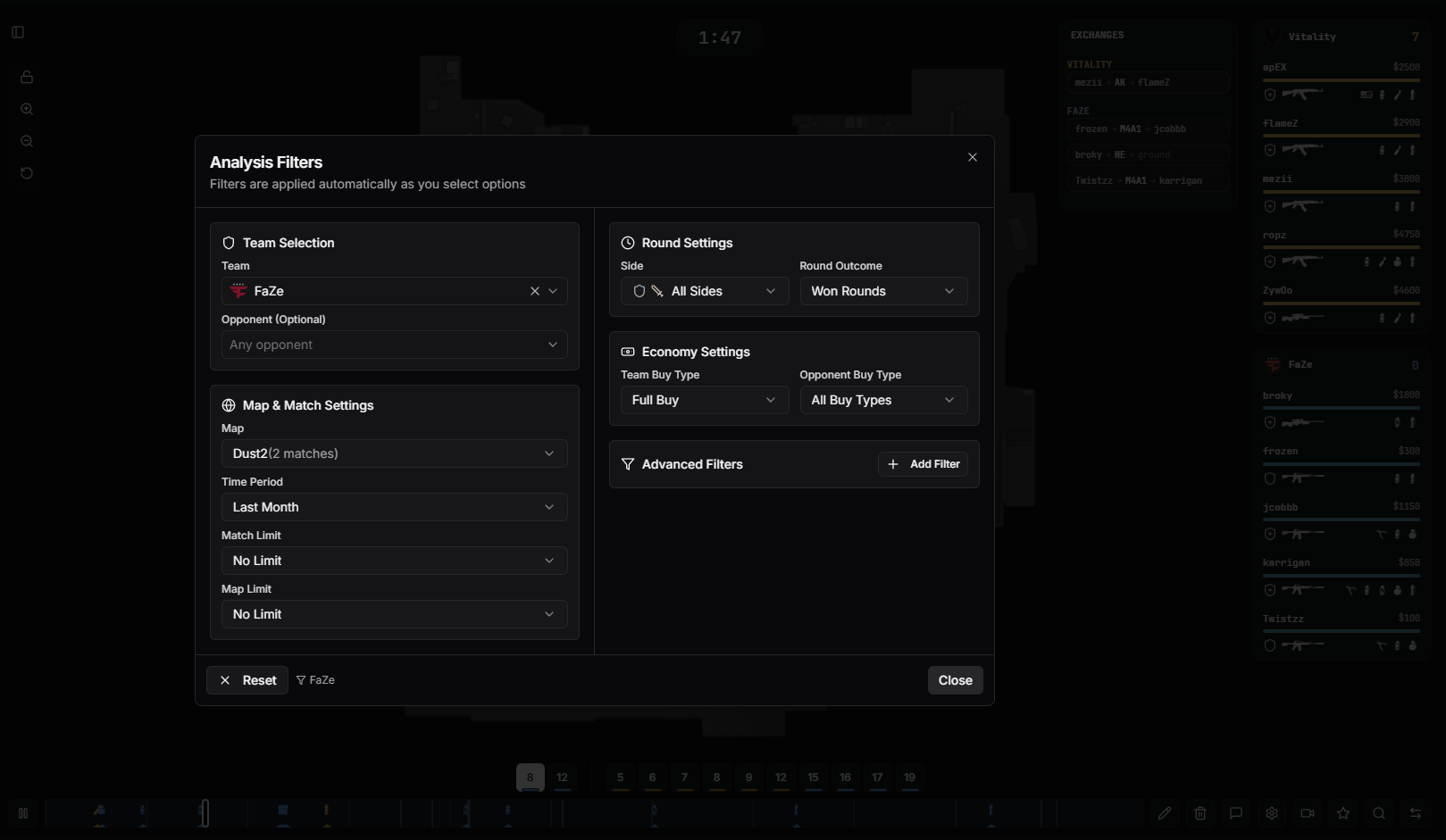 Basculer entre les modes round unique et multi-round