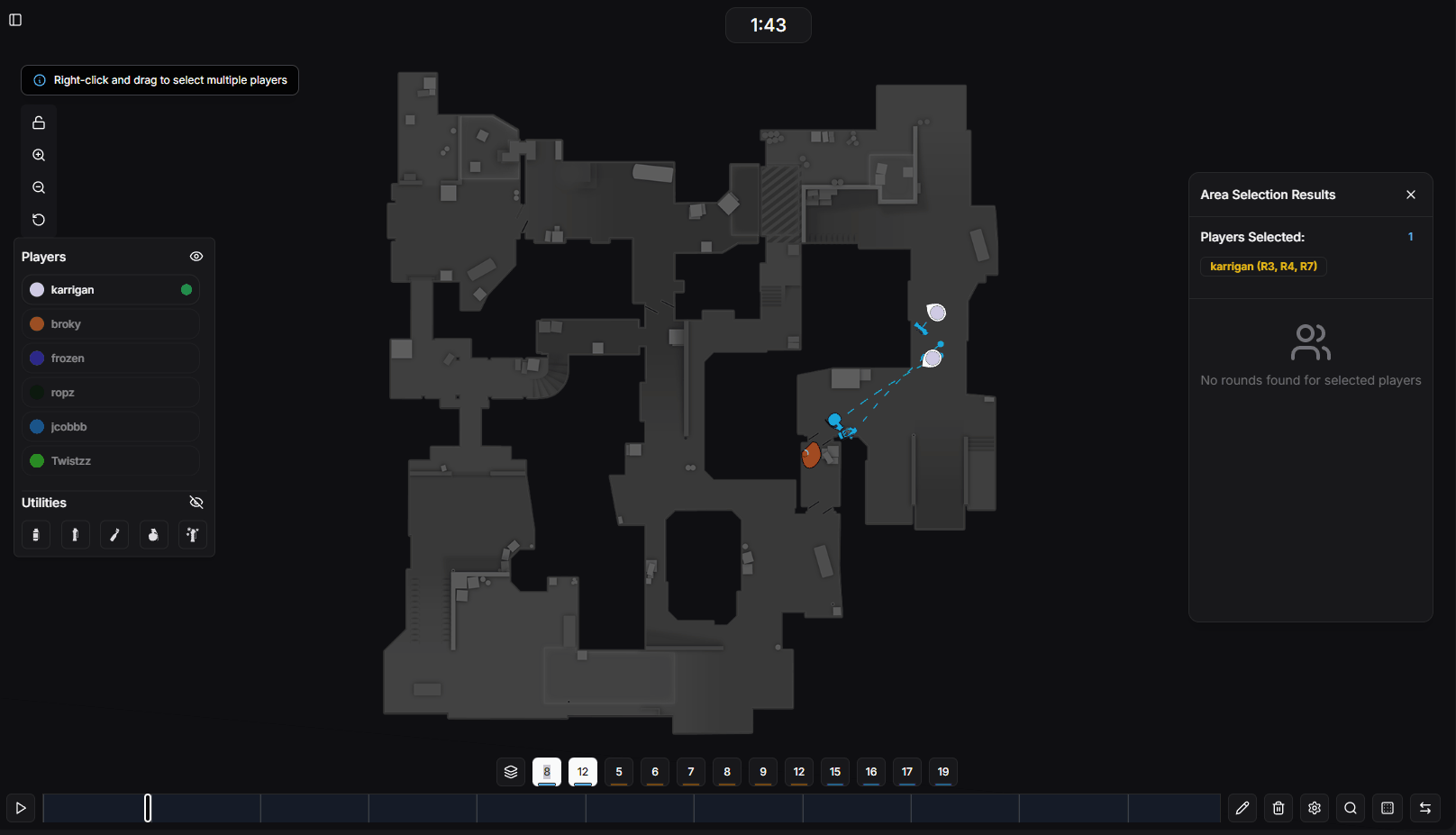 Boutons de navigation pour basculer entre les modes