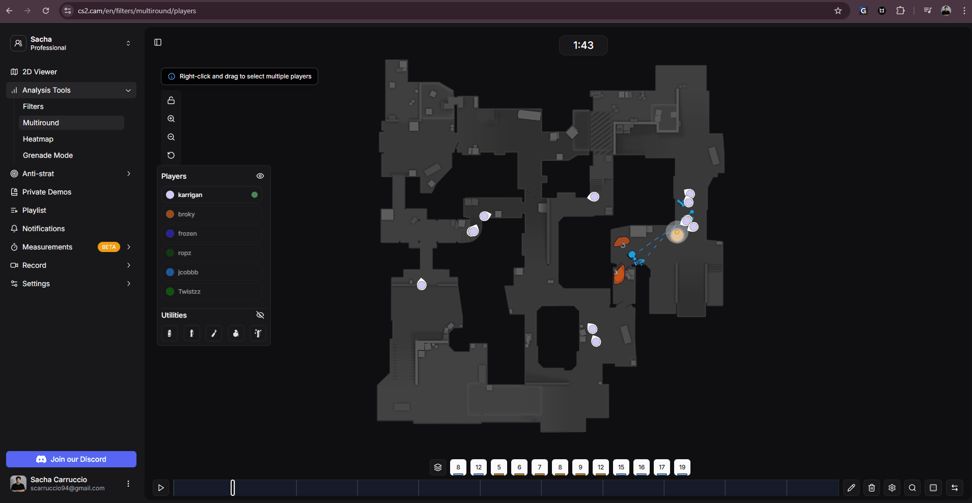 Lecture des rounds sélectionnés dans une playlist temporaire