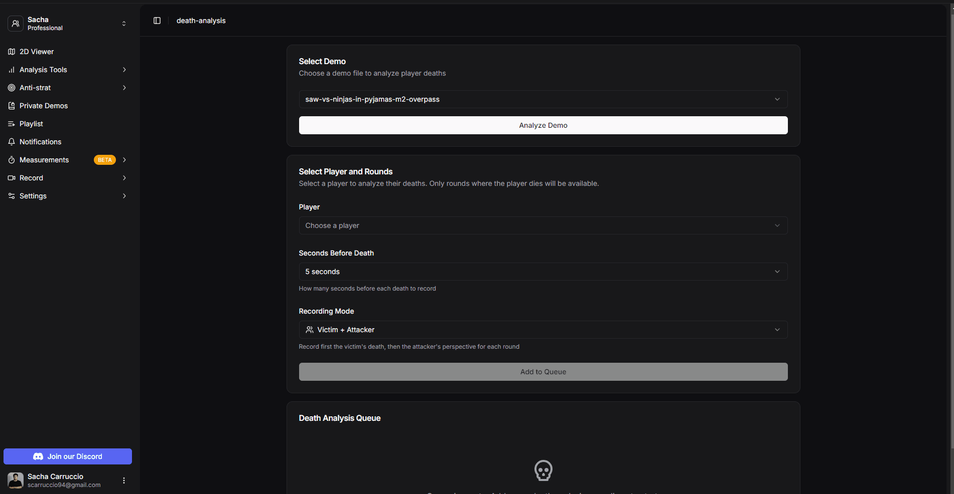 Ajouter une analyse de mort à la file d'attente