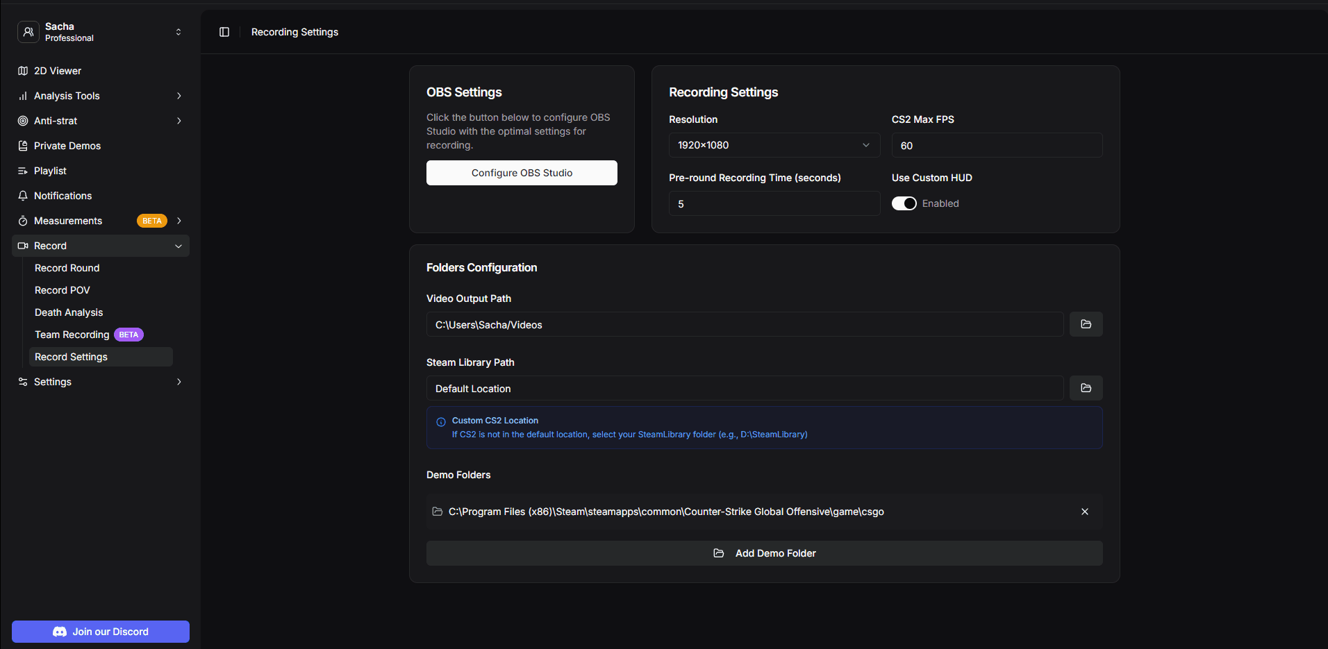 Configuration d'OBS Studio depuis les Paramètres d'Enregistrement
