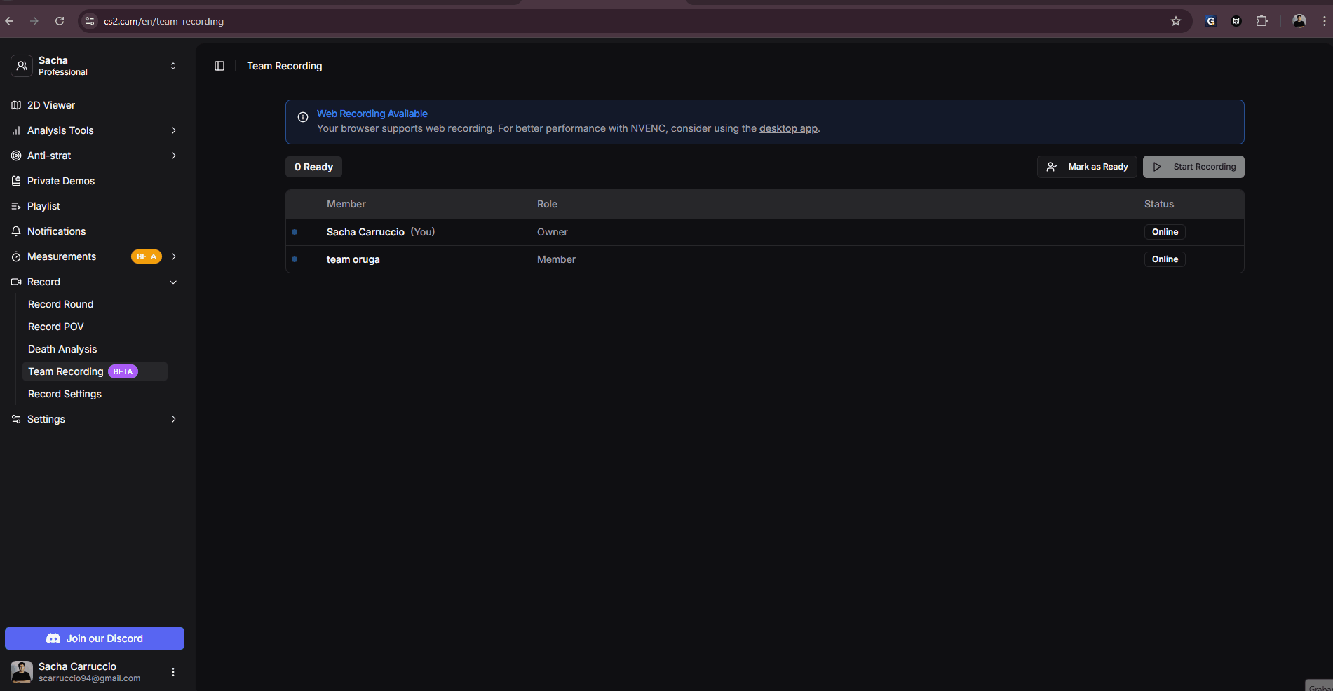 Configuration de l'enregistrement web avec partage d'écran et audio