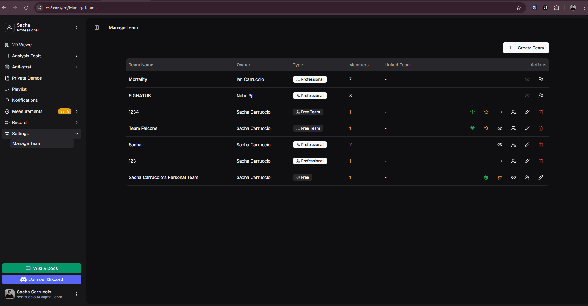 Gestion des membres de l'équipe dans CS2.CAM